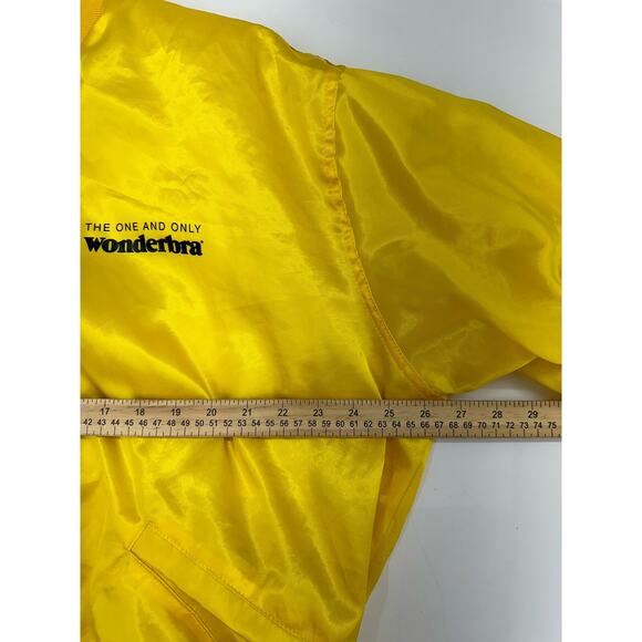 Windless Womens Bomber Jacket Size Large Satin Yellow Wonderbra PR Snap Up VTG - Picture 9 of 12